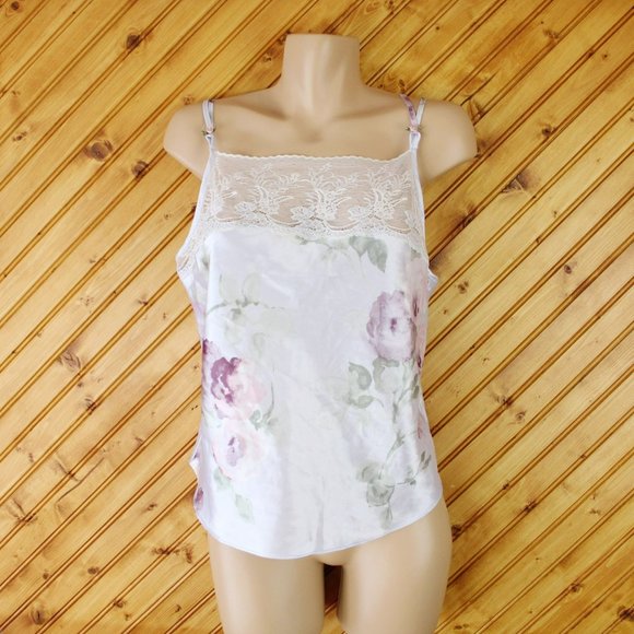 Vintage Camisole California Dynasty Straight Neck Double Strap Lace Medium CA101 - Picture 7 of 9